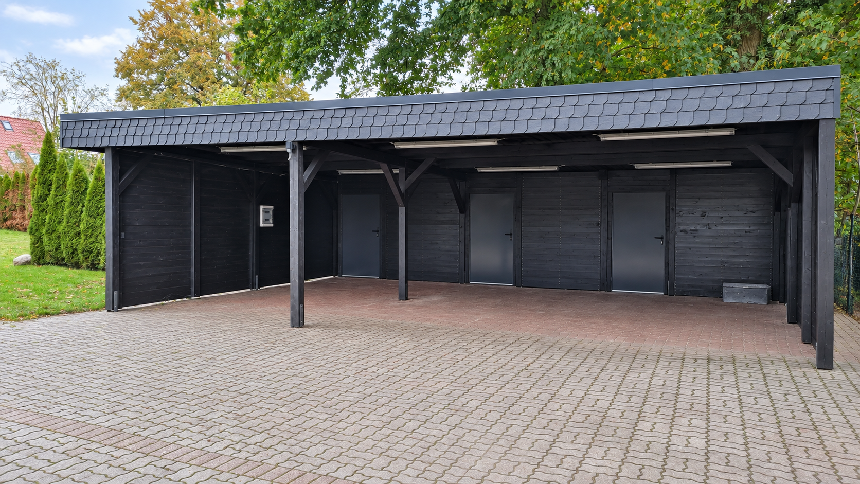 Montierter Holzcarport